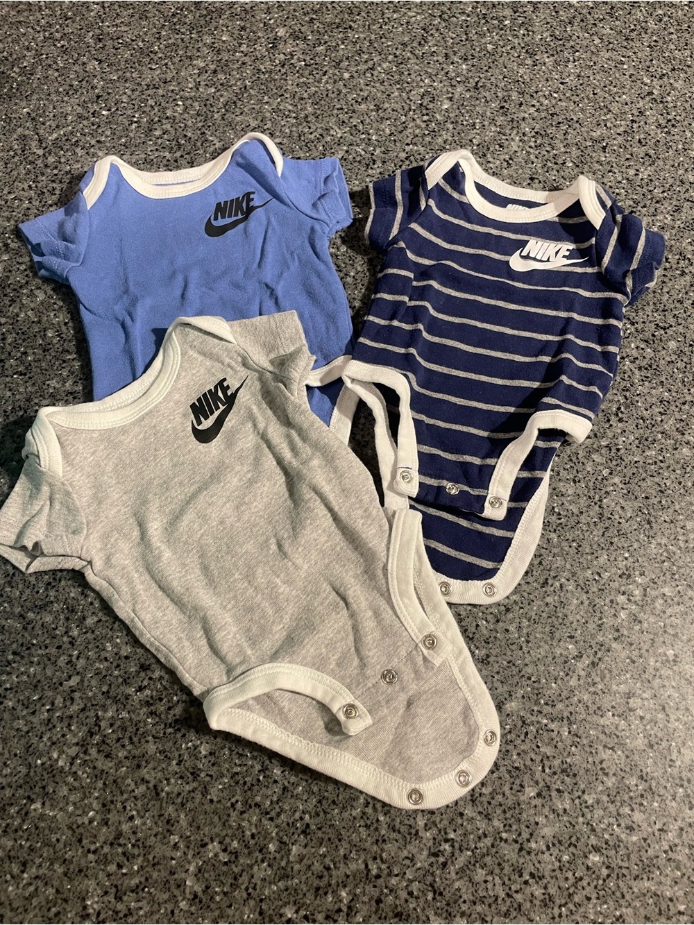 Nike Baby One-Piece Bodysuit Set - Blue, Navy Stripe, Gray